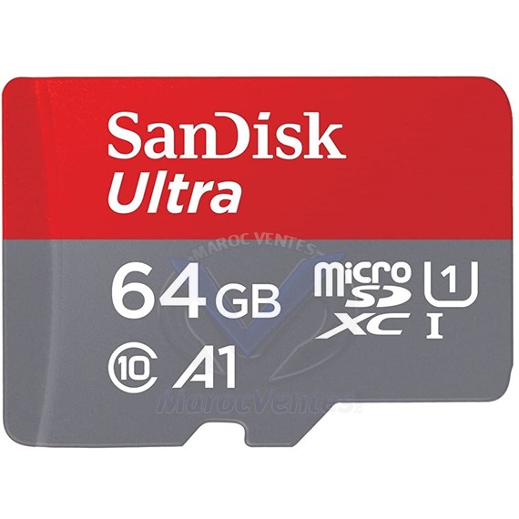 SANDISK CARTE MEMOIRE 64GB MICRO SDXC ULTRA  CLASS 10 SDSQUAR-064G-GN6MN