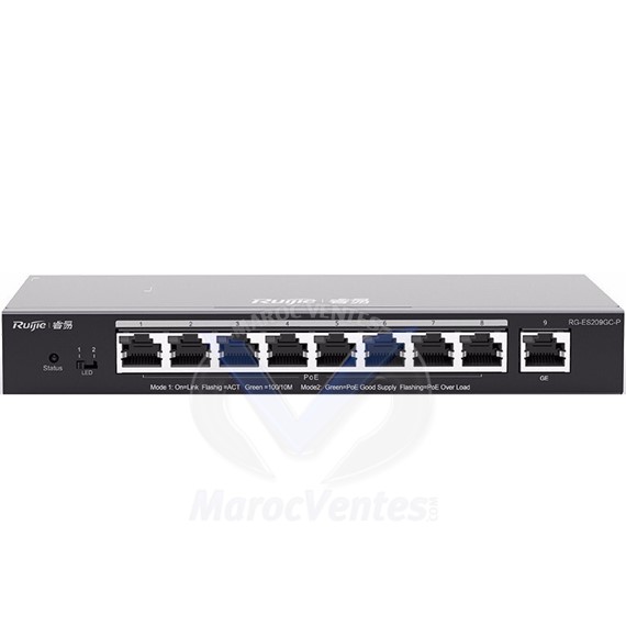 9 Ports Gigabit Smart POE Switch 9 Gigabit RJ45 Ports Avec 8 Ports POE RG-ES209GC-P