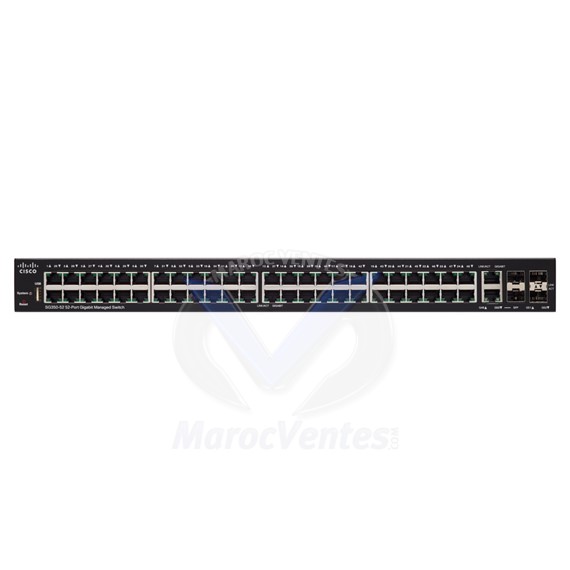 Switch C3 Géré 48 x 10/100/1000 + 2 x SFP Gigabit combiné + 2 x Gigabit SFP Montable sur rack SG350-52-K9-EU